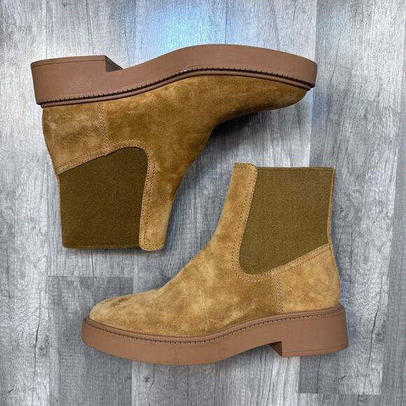 Vince Kegan Brown Suede Leather Chelsea Ankle Boots Water Resistant Womens Sz 9 - Picture 2 of 8